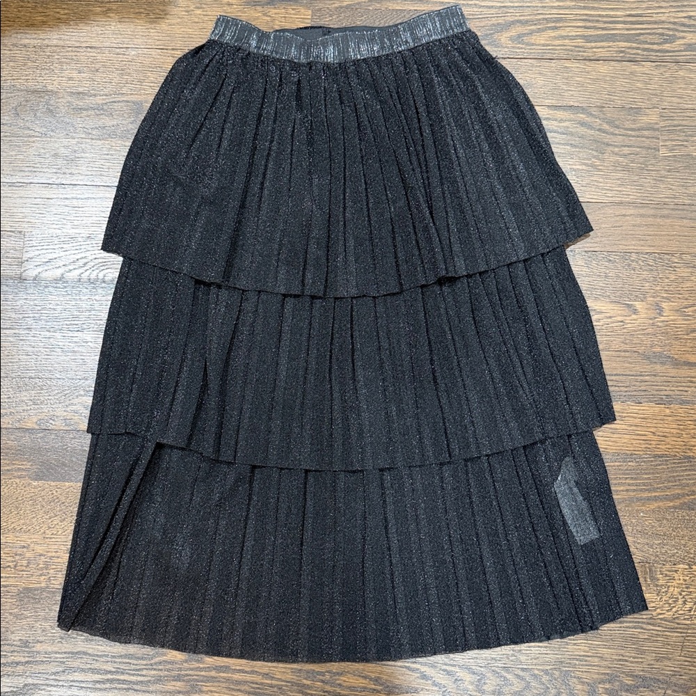 Zara Black Tiered A-Line Skirt size M